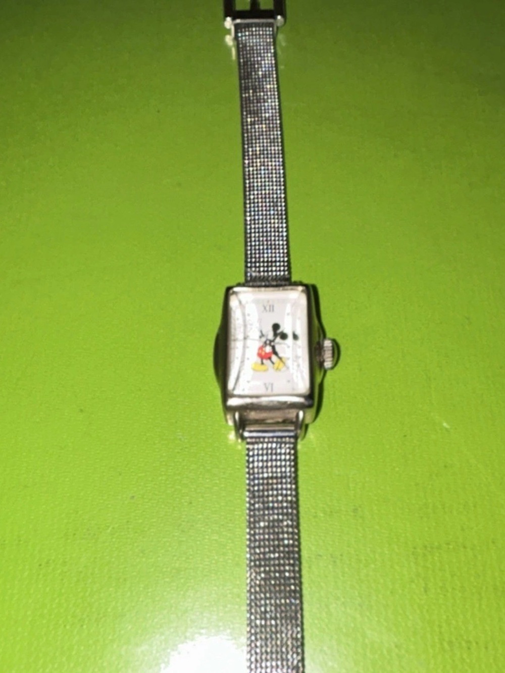 Disney Silver-Tone Mickey Mouse Mesh Bracelet Watch